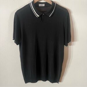 Versace Men’s Black Polo Shirt with Tipped Collar Sz 52